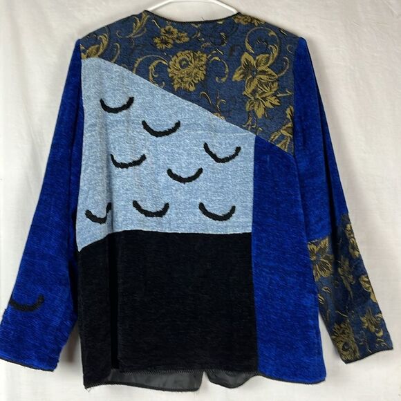 Vintage 1990s Alex Ku Blue Patchwork Cotton Jacket - Picture 6 of 9